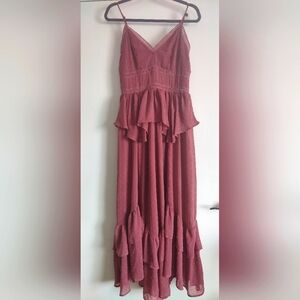 AEOM Mauve Tiered Ruffle Maxi Dress size Small